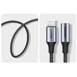 Перехідник Ugreen Lightning 3.5 mm 10 cm Headphone Jack Adapter Model US211 Сірий - мініатюра 4