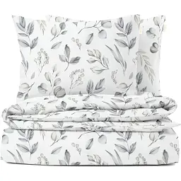 Комплект постільної білизни Cosas полуторний без простирадла STEPPE FLOWERS 160 x 220 см (FoliageBeigeGrey_160_2)