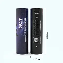 Акумулятор літієвий LiitoKala Type c-50T 21.5*77mm на 5000мАг - мініатюра 2