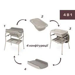 Столик для сповивання Chicco Soft Bubble Armonia з ванночкою темно-бежевий (87186.61) - мініатюра 3