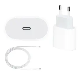 Комплект iPhone OEM USB-C 20W та кабель USB-C to Lightning адаптер + шнур сумісний з iPhone, iPad білий - мініатюра 2