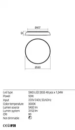 Стельовий світильник Redo ERIE PL 50W 3000K IP22 BK (4.1.2) 01-1682 - мініатюра 3