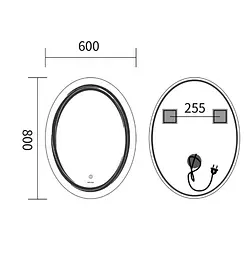 Дзеркало Mixxus Premium WAVE MV04-60x80 (LED Touch, Anti-fog (3-6,5kK)) (MP6636) - мініатюра 6