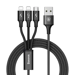 Кабель Baseus Rapid Cable USB to Lightning/microUSB/Type-C 3A 1.2m CAMLT-SU01 Black