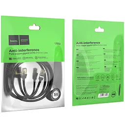 Дата кабель Hoco US 02 Level pure copper gigabit ethernet (1 m) Black - мініатюра 6