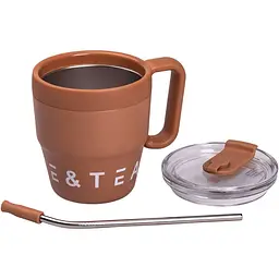 Термочашка Coffee &amp; Tea 480 мл з трубочкою і подвійним відкриванням, коричневий Yiwu HP-14-23BR - мініатюра 5