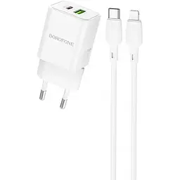 МЗП Borofone BN14 Royal PD30W+QC3.0 (1USB-A/1C) + кабель Type-C to Lightning White