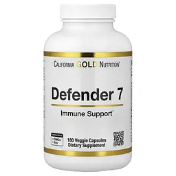 Зміцнення імунітету з бета-глюканом California Gold Nutrition Defender 7, 180 вегетаріанських капсул