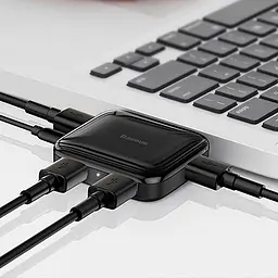 Мультипортовий адаптер USB Хаб Baseus Fully Folded Portable Type-C to 4 USB2.0 CAHUB-DW01 Dark Grey - мініатюра 3