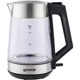 Електрочайник Gorenje 1.7 л 2 200 Вт strix контроль скло нержавіюча сталь kuh0015369