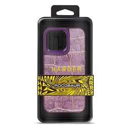 Кожаный чехол для Apple iPhone 14 Pro Max, Harder Crocosaur, фиолетовый, термополиуретан ТПУ + экокожа с текстурой крокодила, панель, защита корпуса, противоударный, микрофибра, рамка вокруг камеры, защита всего корпуса, (ARM76728) - мініатюра 3