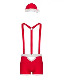 Чоловічий еротичний костюм Санта-Клауса Obsessive Mr Claus 2XL/3XL, боксери на підтяжках, шапочка з - мініатюра 5