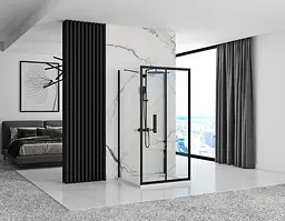 Душова кабіна Rea Rapid Fold 100x80 black пристінна REA-KPL-09916, Чорний матовий, Універсальна, прозрачний, Чорний матовий - мініатюра 3