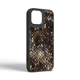 Кожаный чехол для Apple iPhone 15, Harder Nagas, черный, термополиуретан ТПУ + экокожа с имитацией кожи Наги, панель, защита корпуса, противоударный, микрофибра, рамка вокруг камеры, защита всего корпуса, (ARM76732) - мініатюра 2
