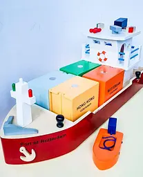 Контейнерне судно New Classic Toys із контейнерами, червоний (10900) - мініатюра 3
