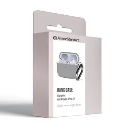 Силіконовий чохол для навушників Apple AirPods Pro 2 2022, Hang Case, сірий, ультратонкий захисний кейс товщиною 2 мм, захист від подряпин, пилу та ударів, компактний, з карабіном для кріплення, ArmorStandart (ARM68587) - мініатюра 8