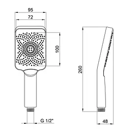 Ручний душ Qtap Rucni 145x90 мм прямокутний QTRUCA145S1GRP Graphite, Графит - мініатюра 2