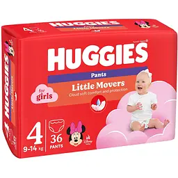 Підгузки-трусики для дівчаток Huggies Little Movers Pants 4 (9-14 кг) 36 шт.