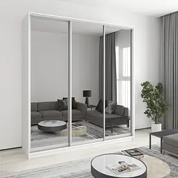 Шафа-купе тридверна MebelStar Стандарт AL 3 Дзеркала 220x45x240 см Аляска білий (MBS-1858)