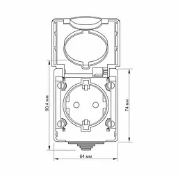 IP65 Розетка зовнішня одинарна із заземленням сіра VIDEX BINERA VIDEX (25185-000) - мініатюра 4