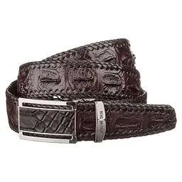 Ремінь-автомат з натуральної шкіри крокодила коричневий CROCODILE LEATHER 18171 120 см - мініатюра 1