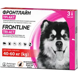 Краплі Boehringer Ingelheim Frontline Tri-Act від бліх та кліщів для собак 40-60 кг 18 мл (3 шт. х 6 мл) (159915) - мініатюра 2