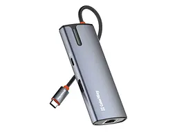Мультипортовий адаптер ColorWay USB-C to 3xUSB-A 3.0 HDMI 4K RJ-45 USB-C PD 100W Dark Grey (CW-HUB02) - мініатюра 3
