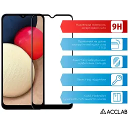 Скло захисне ACCLAB Full Glue Samsung A02s Black (1283126509612) - мініатюра 3