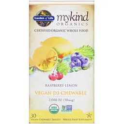 Вітамін D3 Garden of Life My Kind Organics 50 мкг з малиново-лимонним смаком 30 таблеток (GOL11861) - мініатюра 2