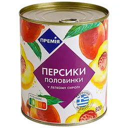 Персики Премія половинками в легкому сиропі, 820 г (300204) - мініатюра 2