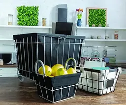 Кошик металевий Handy Home сітчастий з вкладишем, на колесах, 46х36х37см, чорний (TG-01) - мініатюра 2