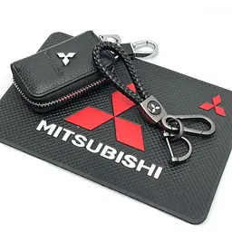 Подарунковий набір №55 для Mitsubishi / килимок панелі / брелок / чохол із тисненої шкіри