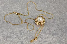Цепь Xuping Jewelry с кулоном ромашка с жемчужиной на бегунке 45 см добавка 4 см золотистая