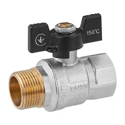 Кран кульовий Kroner 3/4" ВЗ PN40 метелик, нікельований (CV033210) - мініатюра 1