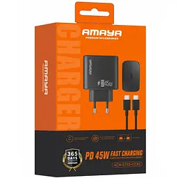 МЗП Amaya E70S PD45W (1USB-C) + кабель Type-C to Type-C Black - мініатюра 3