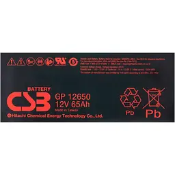 Акумулятор CSB AGM 12V (12V/65Ah/780Wh) (GP12650) [112301] - мініатюра 2