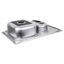 Кухонна мийка 780x500x180 мм + сифон Wezer 7850(08) Satin, Satin - мініатюра 4