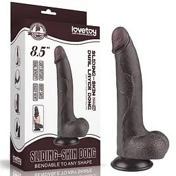 Фалоімітатор Sliding-Skin Dual Layer Dong 8.5'' 22 см чорний - мініатюра 11
