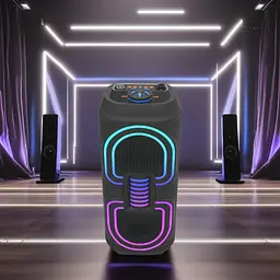 Портативна бездротова Bluetooth колонка акумуляторна 2x10 Вт FM-радіо міні валіза з RGB LED підсвічуванням 20W 39x16x16см UKC MS-3640BT - мініатюра 6
