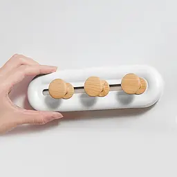 Вішалка МВМ My Home 3 гачки 50х180 мм білий/дерево (HP-01/3 WHITE/WOOD) - мініатюра 2