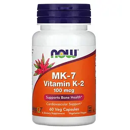 Вітаміни та мінерали NOW Vitamin K2 (MK7) 100 mcg, 60 вегакапсул