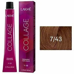 Перманентна фарба для волосся Lakme Collage Creme Hair Color відтінок 7/43 60 мл - мініатюра 2