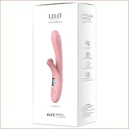 Вібратор з підігрівом силіконовий кролик Lilo для жінок 25 см комбінований рожевий - мініатюра 2