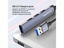 Мультипортовий адаптер ColorWay 4-in-1 USB Hub Dark Grey (CW-HUB05) - мініатюра 5