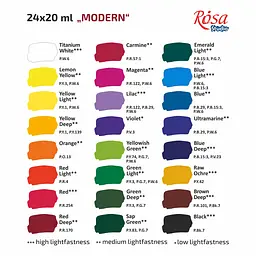 Набір гуашевих фарб Modern 24х20 мл ROSA Studio (4823098521204) - мініатюра 7