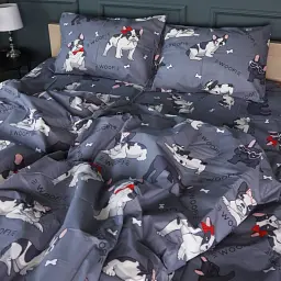 Простирадло MirSon Бязь 17-0663 Cute Pug 110х160 см сіре (2200009989438) - мініатюра 3