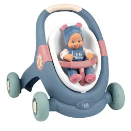 Коляска для ляльок Smoby Little для прогулянок 3в1, з пупсом, синій (140308) - мініатюра 1