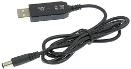Кабель живлення Dynamode USB 2.0 AM – DC 5.5 х 2.1 мм, що підвищує напругу с 5V до 12V, 1 м, чорний (DM-USB-DC-5.5×2.1-12V)
