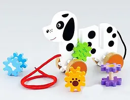 Дерев'яна каталка Viga Toys 50977 Собачка з шестернями іграшка для дівчаток та хлопчиків - мініатюра 2