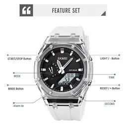 Наручний годинник чоловічий Skmei 2100 White Grey, 2100WTGY (18434) - мініатюра 5